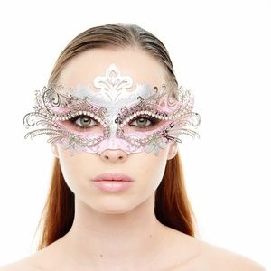 Pink & Silver Premium Laser Cut Masquerade Mask